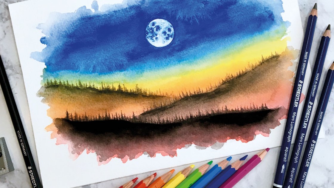Drawing Moonshine with STAEDTLER Watercolour Pencils