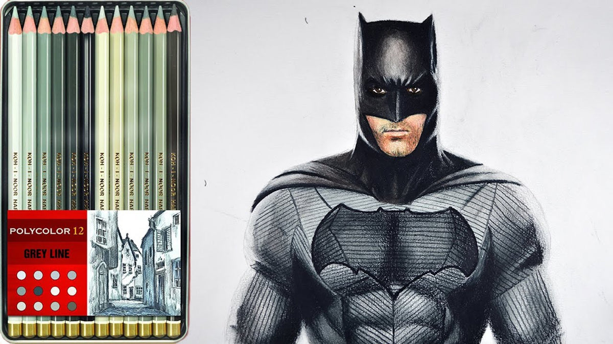 Koh-i-noor Polycolor greyline pencils review and demonstration - Drawing The Batman
