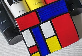 DIY Clay Tile Artwork inspired by Piet Mondrian! Create with FIMO