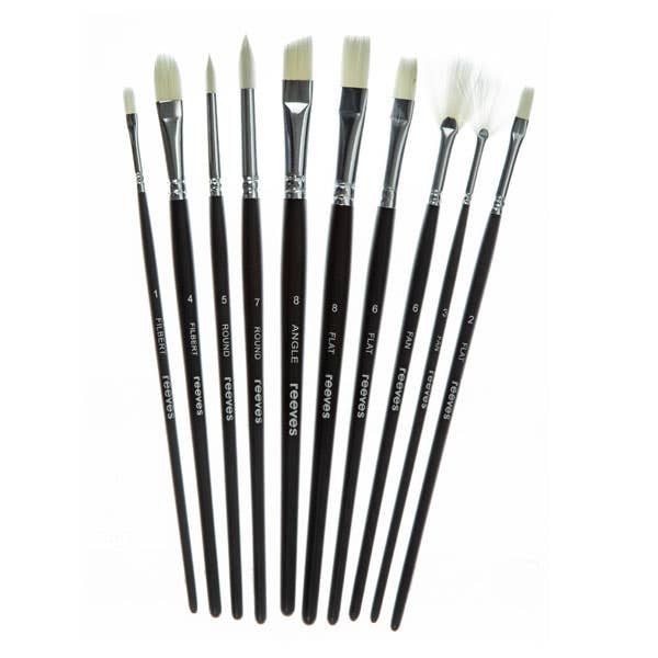 Reeves Large Value White Taklon Brush Sets