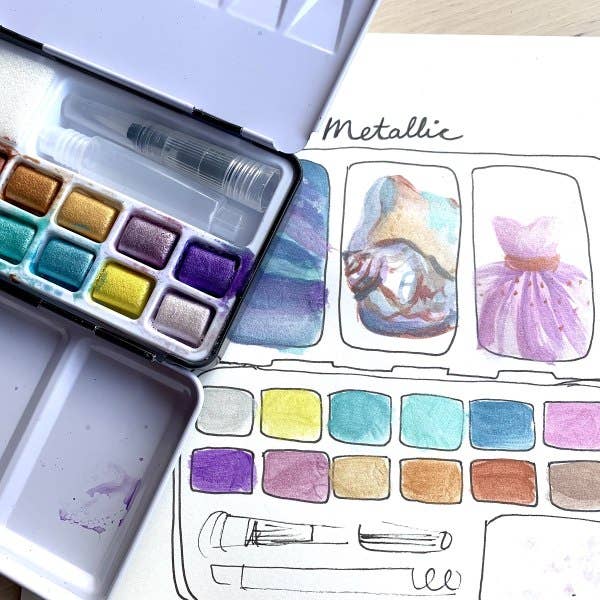 Byron Watercolour Metallic Pocket Set