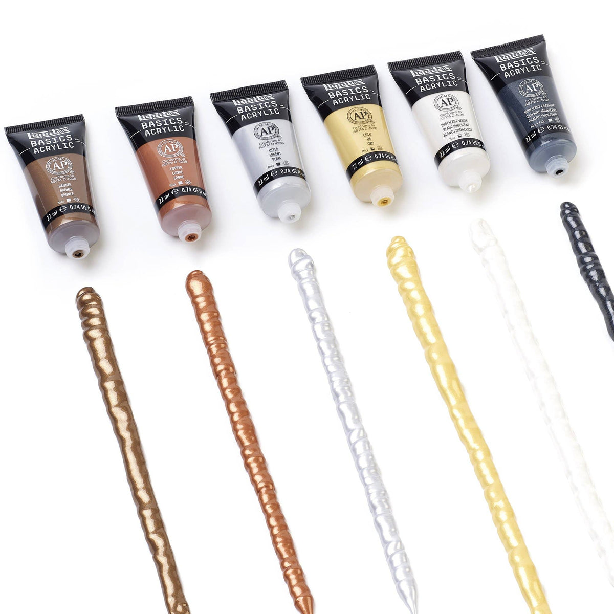 Liquitex Basics Acrylic Metallics & Iridescents Paint Set 6