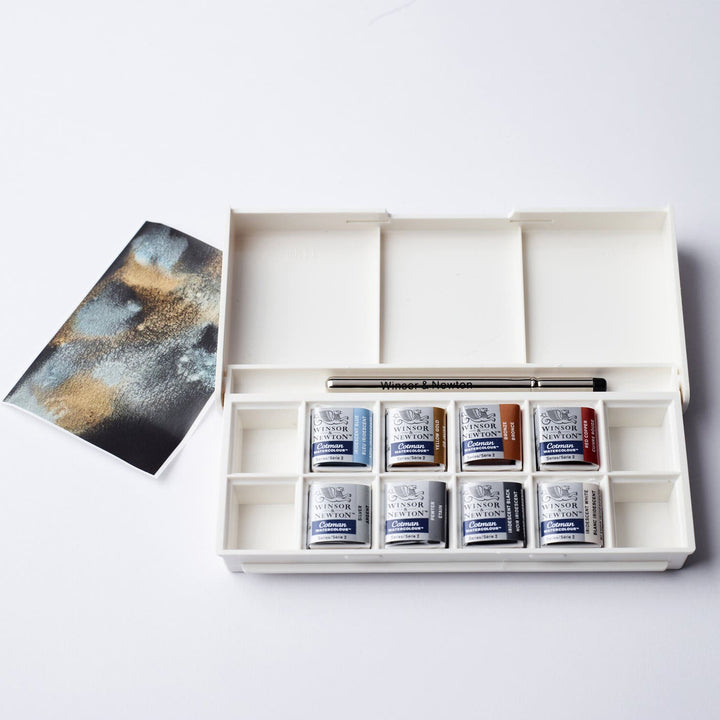 Winsor & Newton Cotman Half Pan Watercolour Metallic Pocket Set