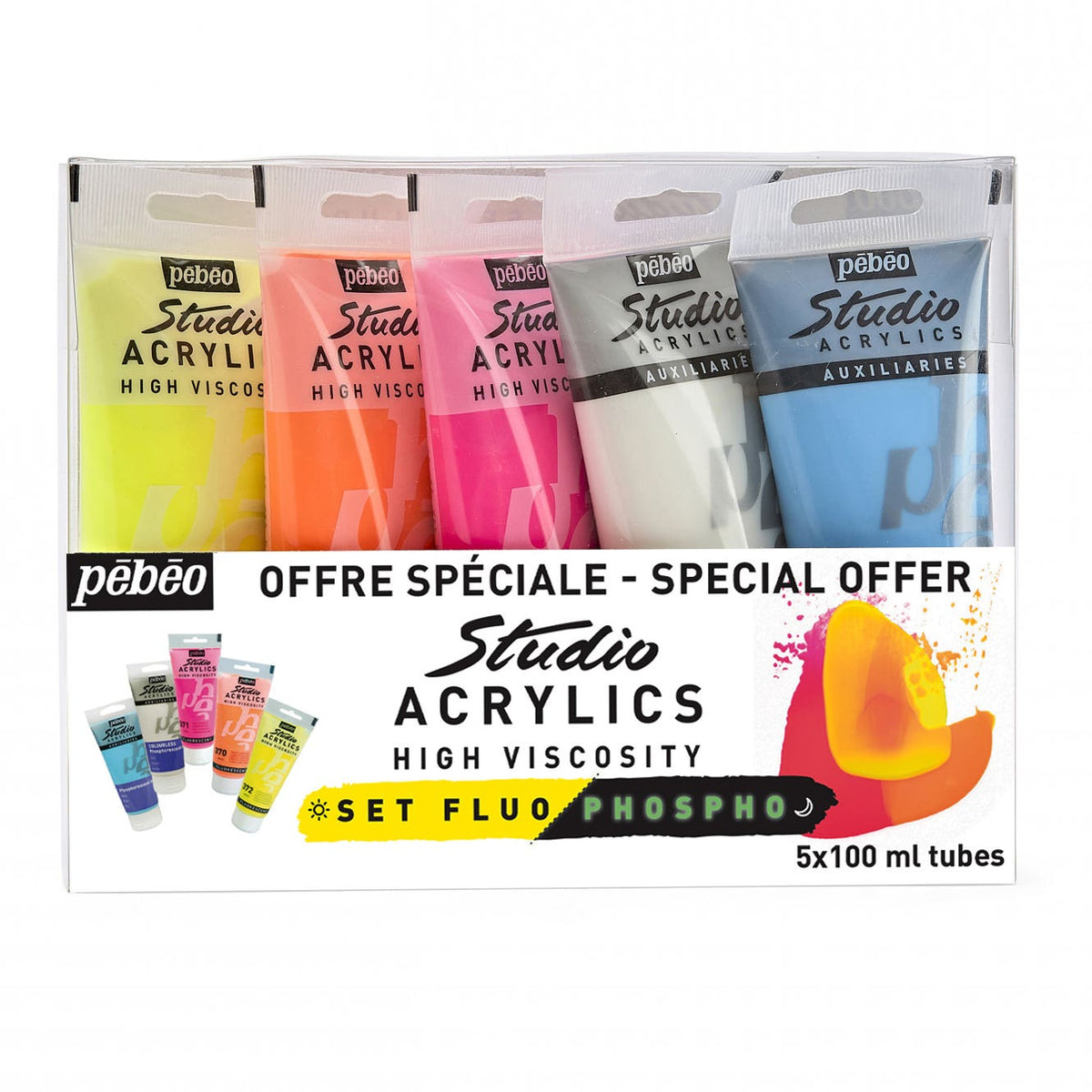 Pebeo Studio Acrylic Fluoro & Phosphorescent Set