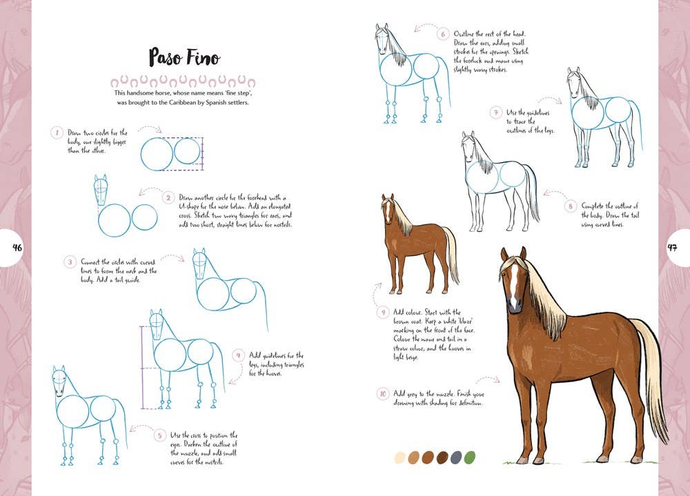 10 Step Drawing Horses & Ponies Book