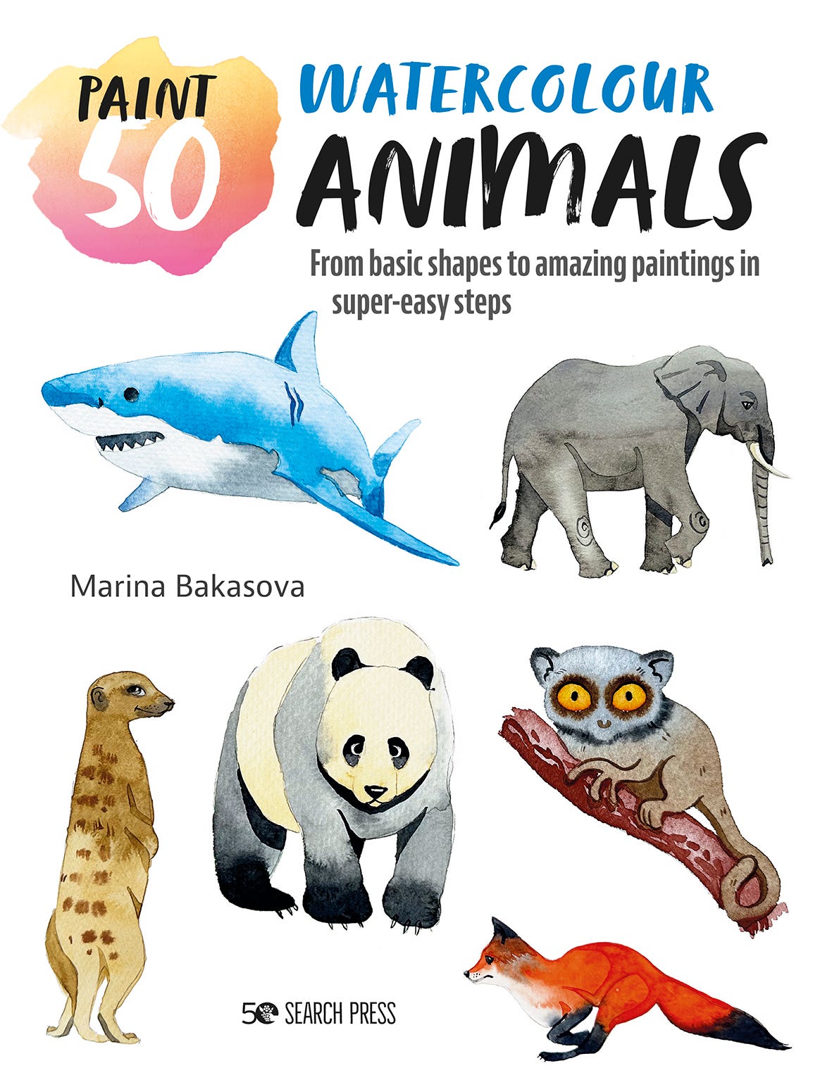 Paint 50 Watercolour Animals Book