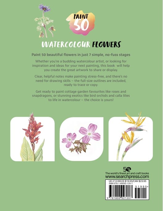 Paint 50 Watercolour Flowers Book