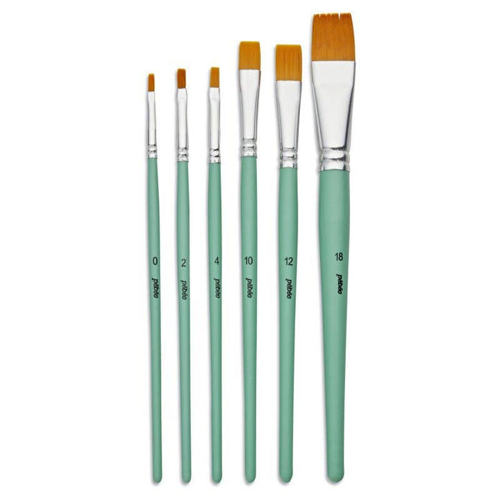 Pebeo Gold Taklon Flat Brush Pack 6