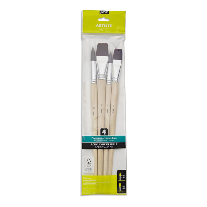 Pebeo Brown Polyamide Brush Set 4