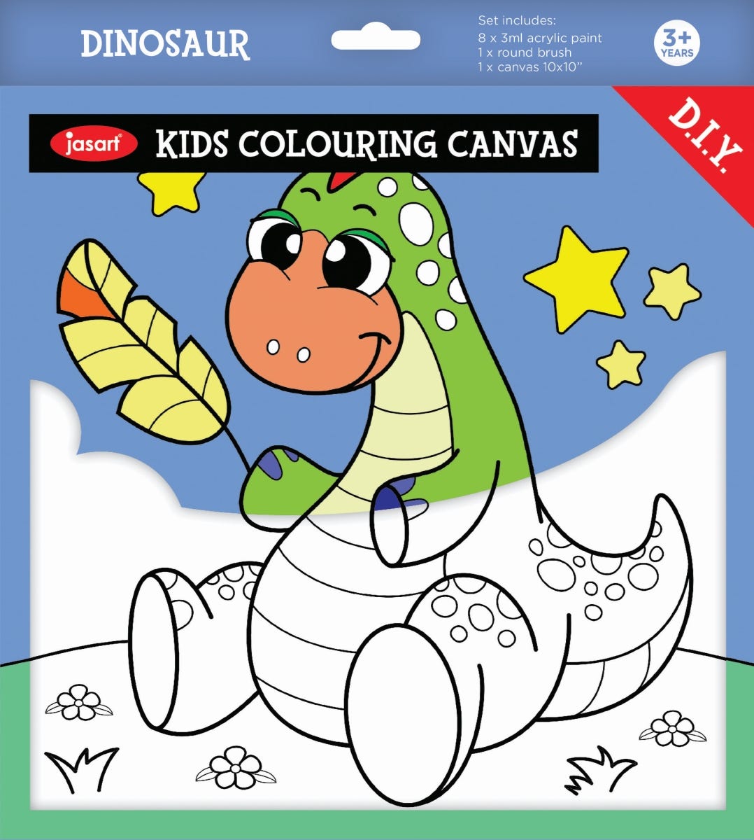 Jasart Kids Painting Canvas Set Dinosaur