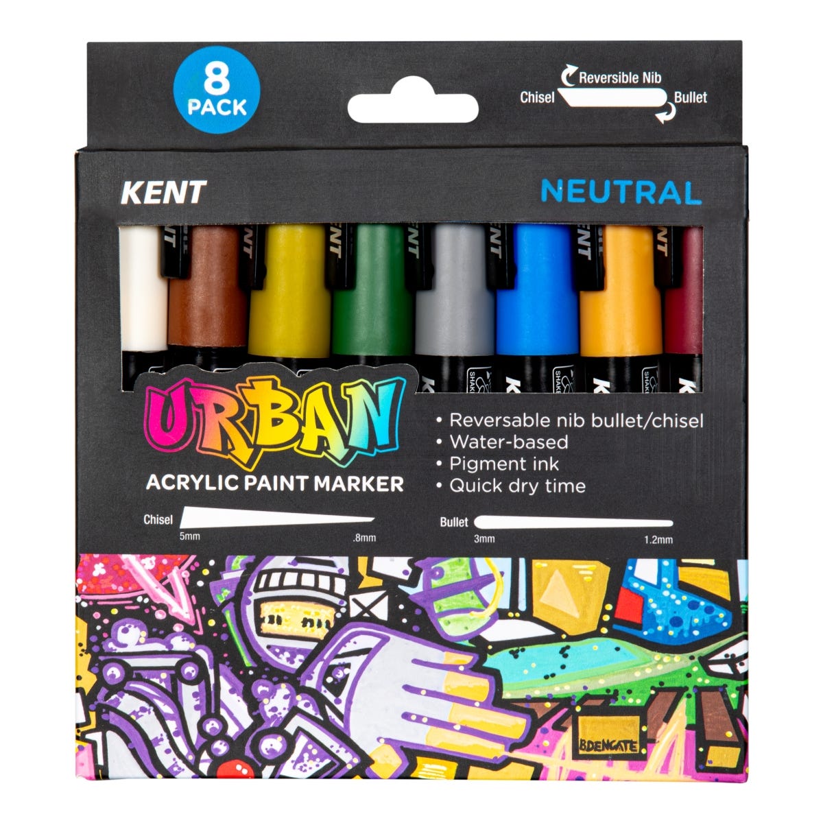 Kent Urban Paint Marker 6mm Nib Neutral Set 8