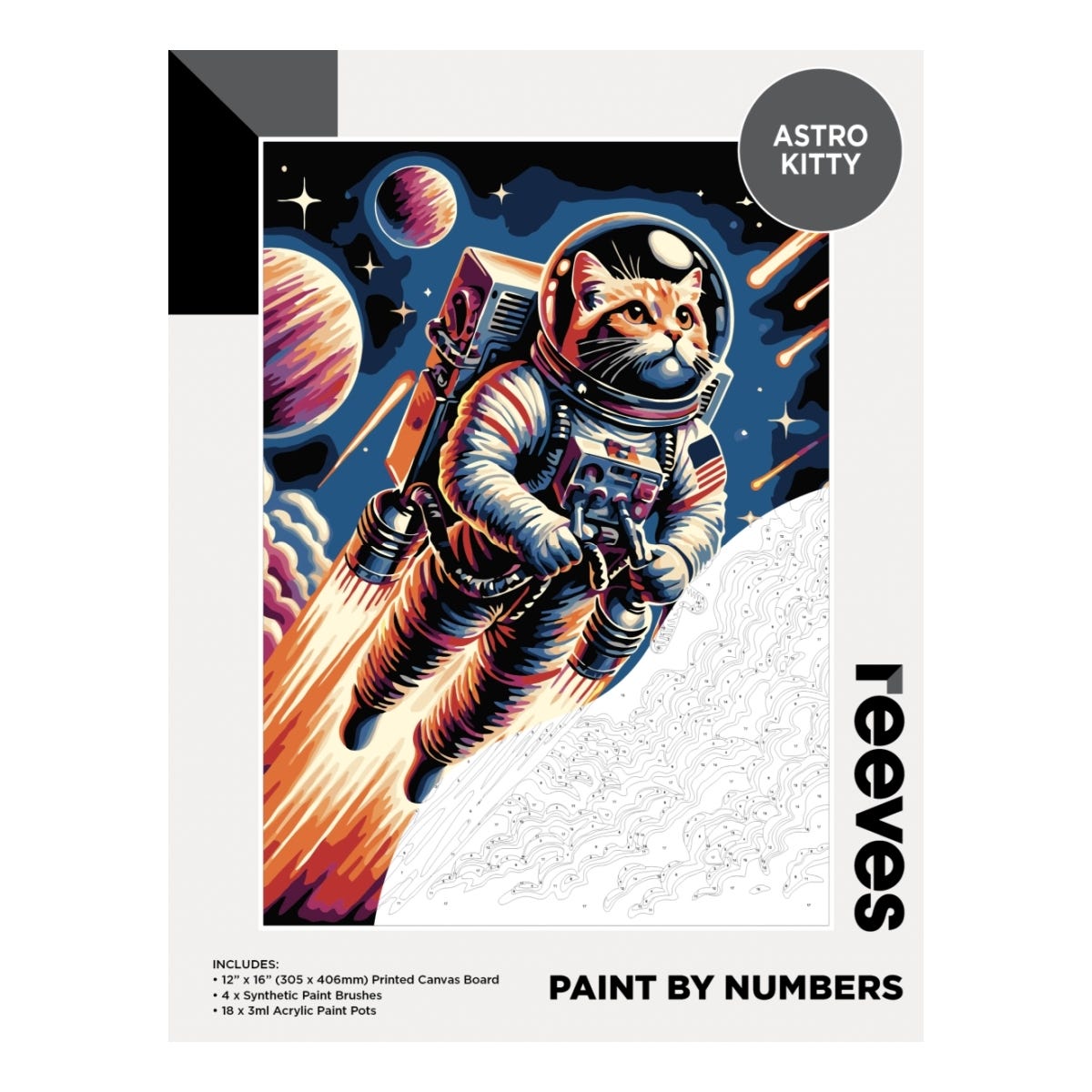 Reeves Artist Acrylic Paint by Numbers Astro Kitty
