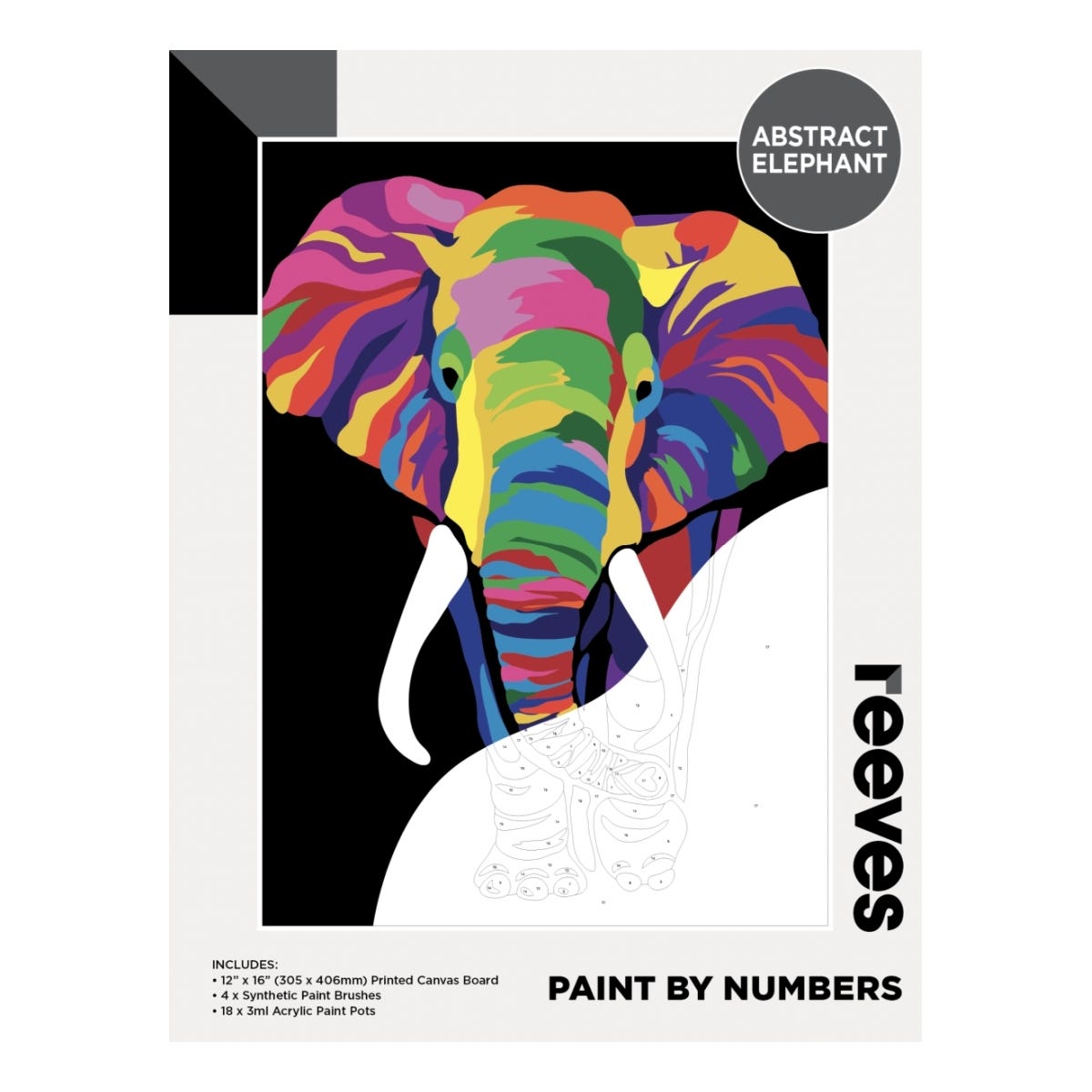 Reeves Artist Acrylic Paint by Numbers Abstract Elephant