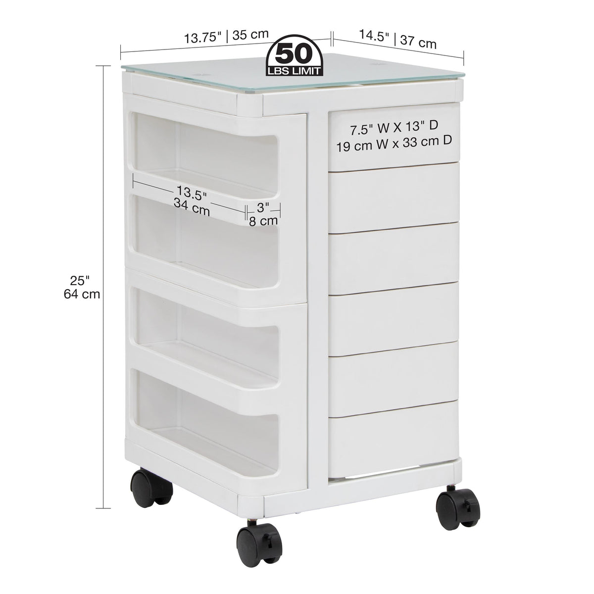 Artfusion Kubx Mobile Storage Cart White