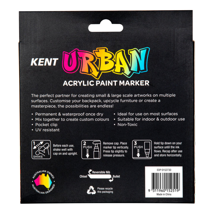 Kent Urban Paint Marker 3mm Nib Pastel Set 8