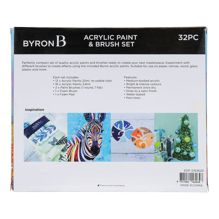 Byron Acrylic Paint and Brush Set 32