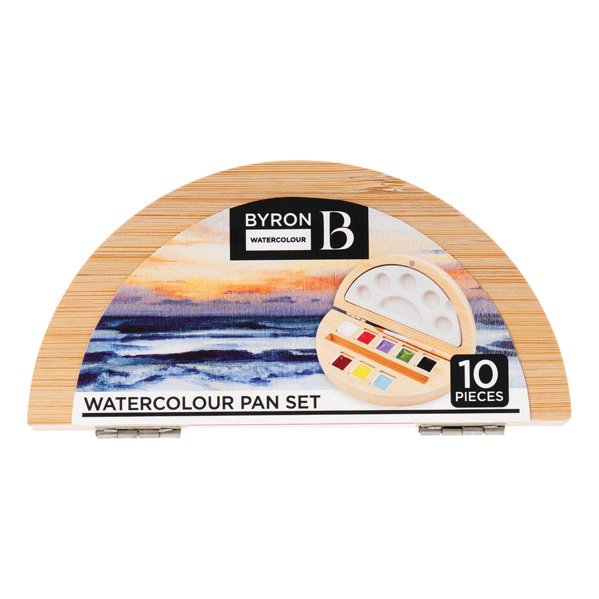 Byron Watercolour Paint Pan Set 10 in Bamboo Case