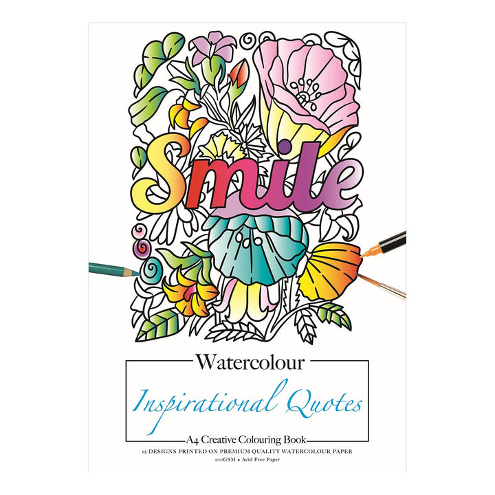 Jasart Watercolour Colouring Book Inspirational Quotes