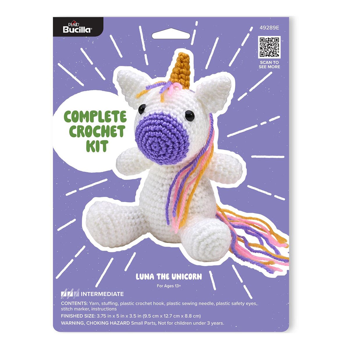 Plaid Bucilla Amigurumi Crochet Kit Luna The Unicorn