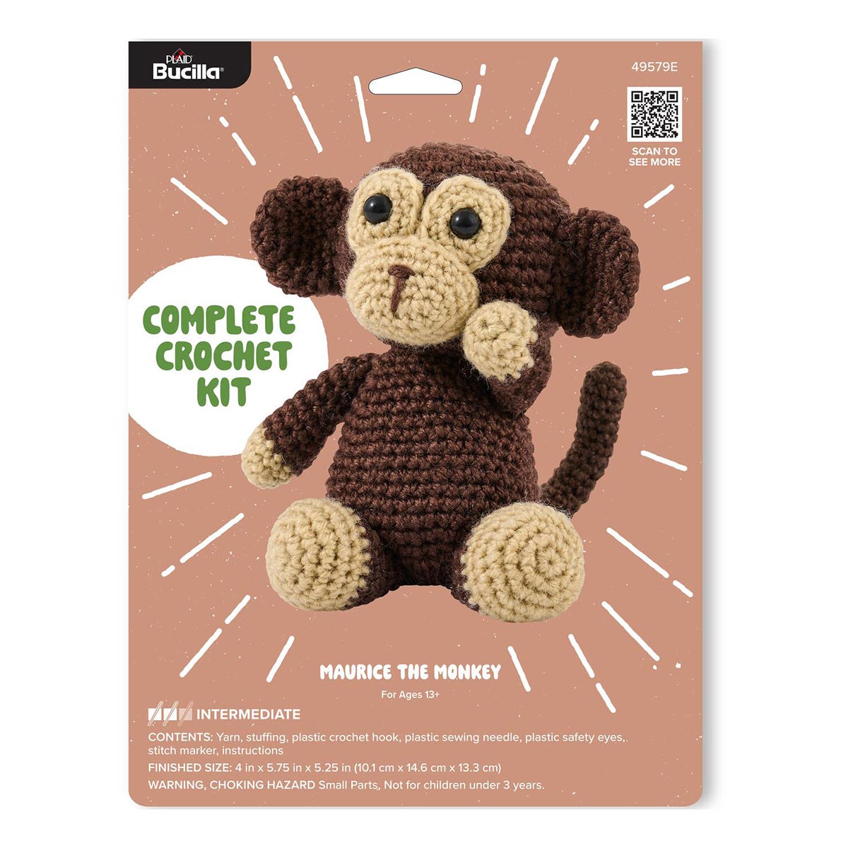 Plaid Bucilla Amigurumi Crochet Kit Maurice The Monkey