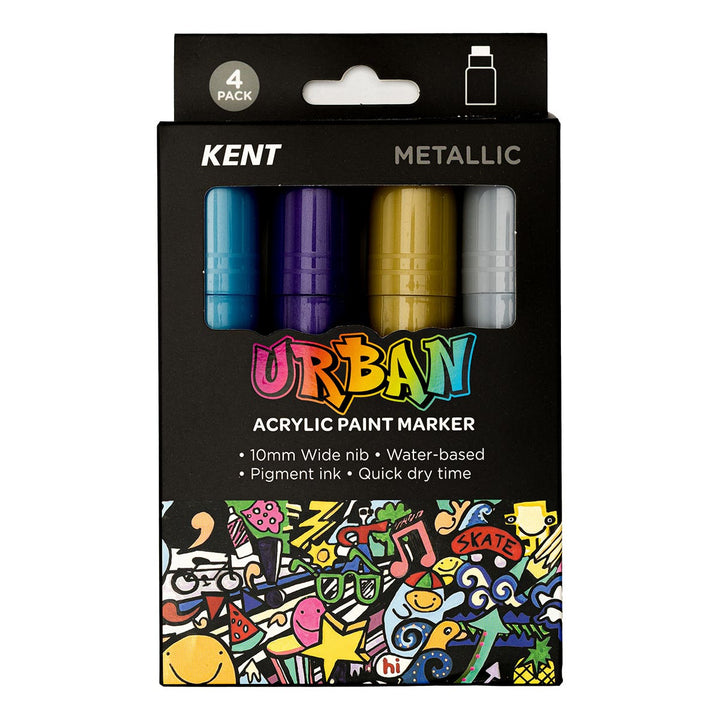 Kent Urban Paint Marker 10mm Nib Metallic Set