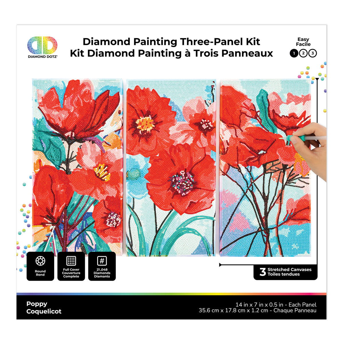 Diamond Dotz Triptych Three Panel Kit Poppy