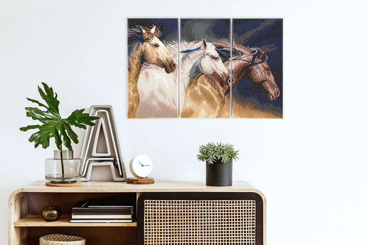 Diamond Dotz Triptych Three Panel Kit Sunlit Stallions
