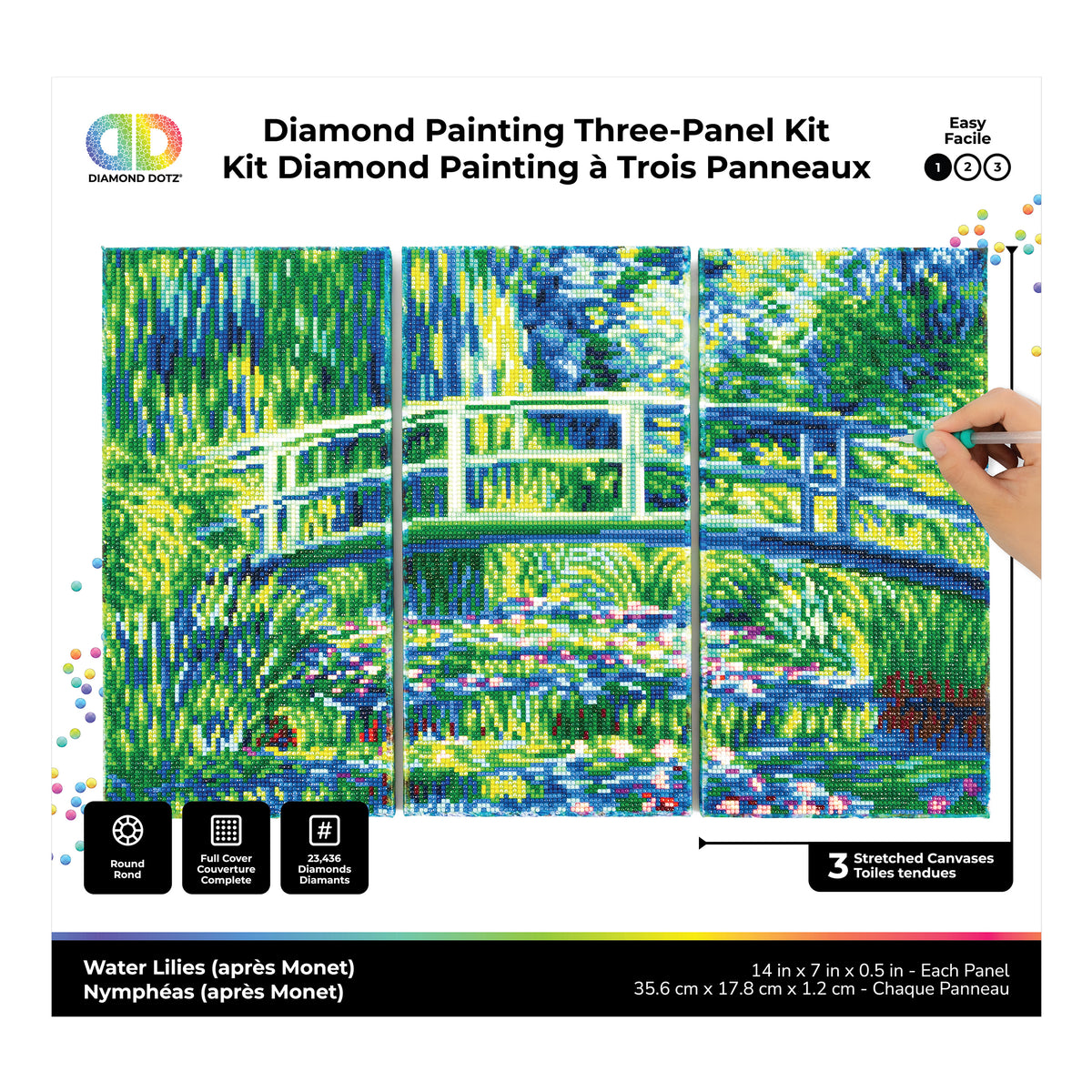 Diamond Dotz Triptych Three Panel Kit Monet Water Lilies