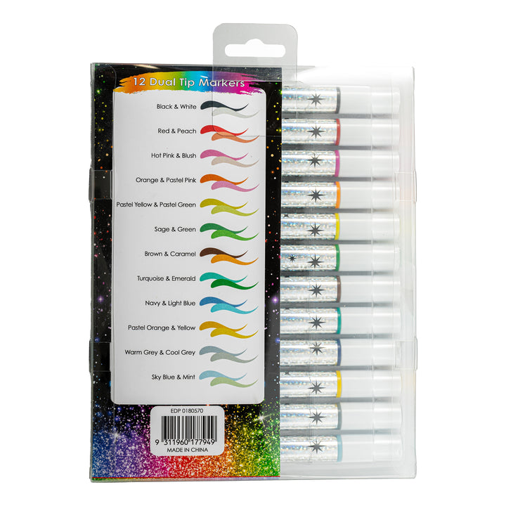 Jasart Glitter Brush Marker Set 12