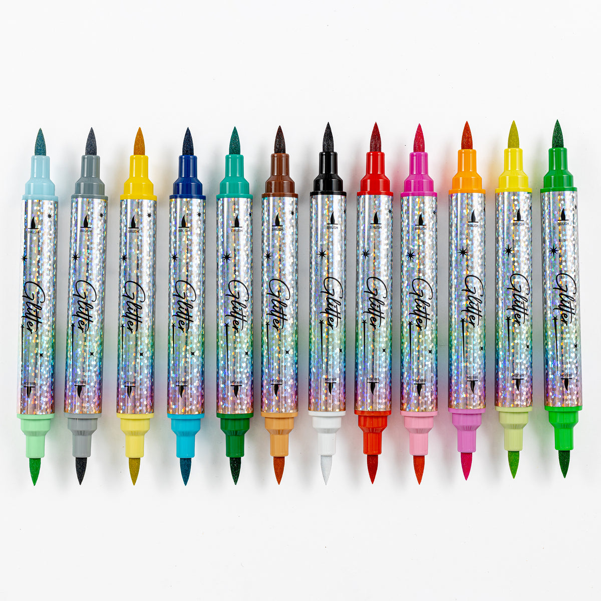 Jasart Glitter Brush Marker Set 12