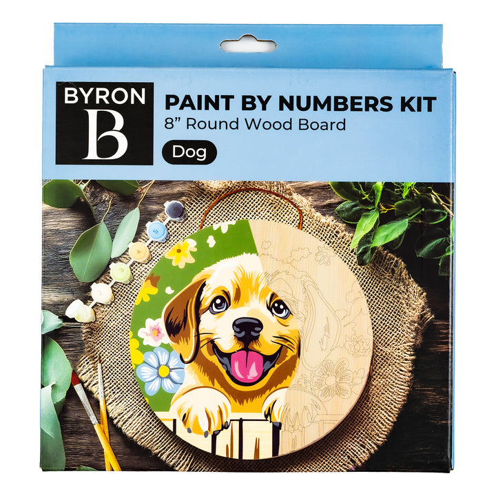 Byron Paint by Number Round Wood Board Kit - Dog