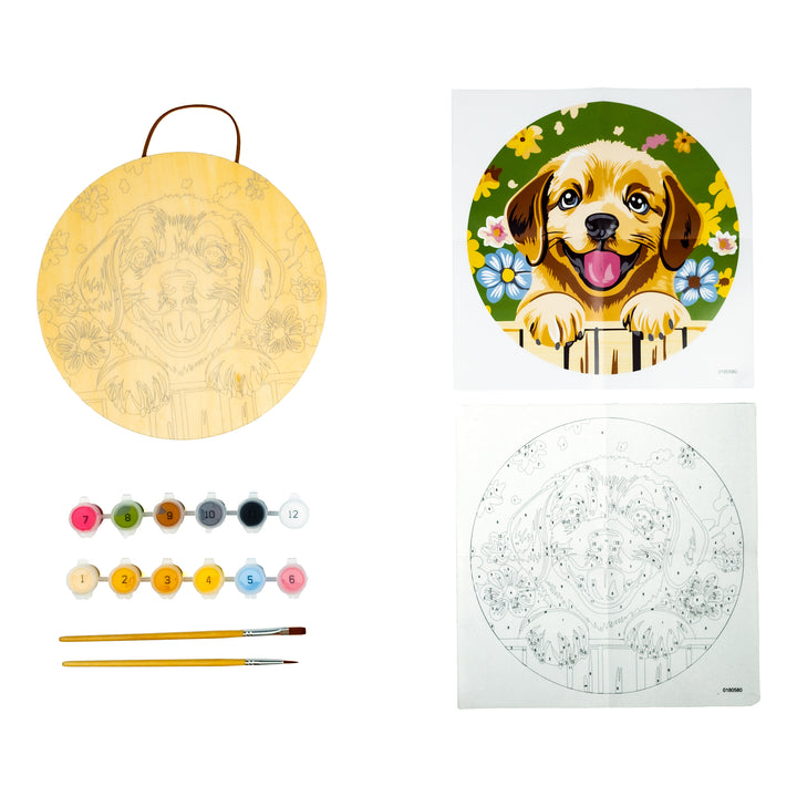 Byron Paint by Number Round Wood Board Kit - Dog