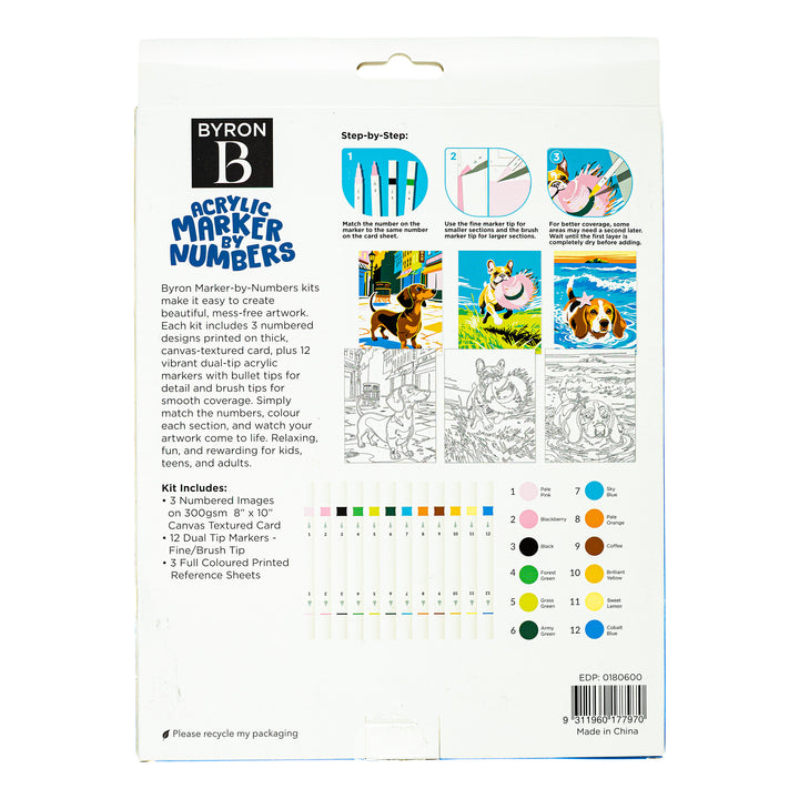 Byron Marker Paint by Numbers Set Dogs