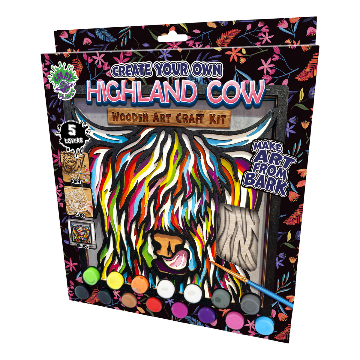 Splat Planet Wooden Art Kit Highland Cow