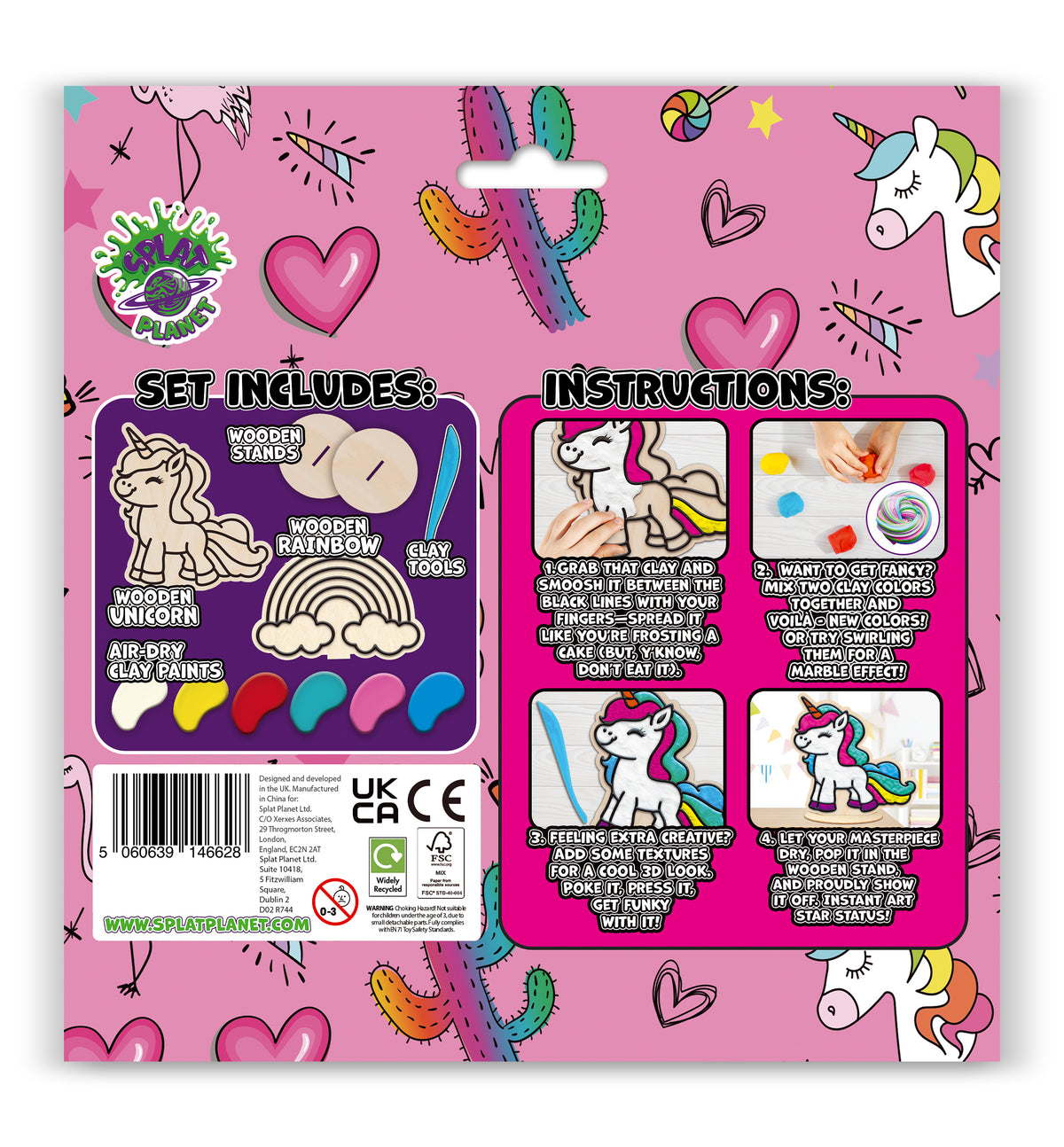 Splat Planet Air Dry Clay Set Unicorn/Rainbow