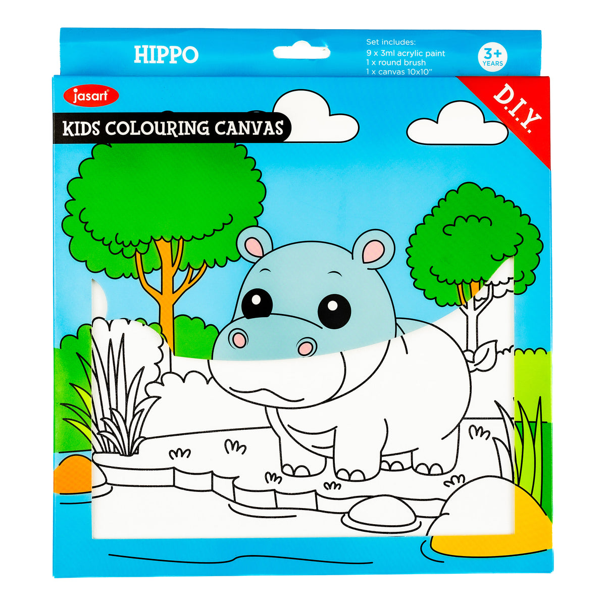 Jasart Kids Painting Canvas Hippo