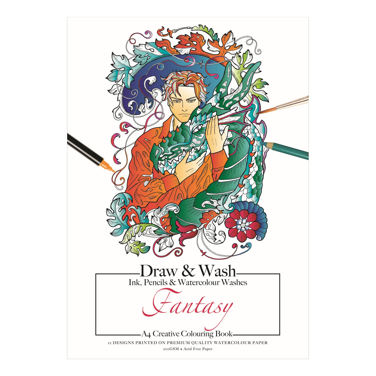 Jasart Wash & Draw Colouring Book Fantasy