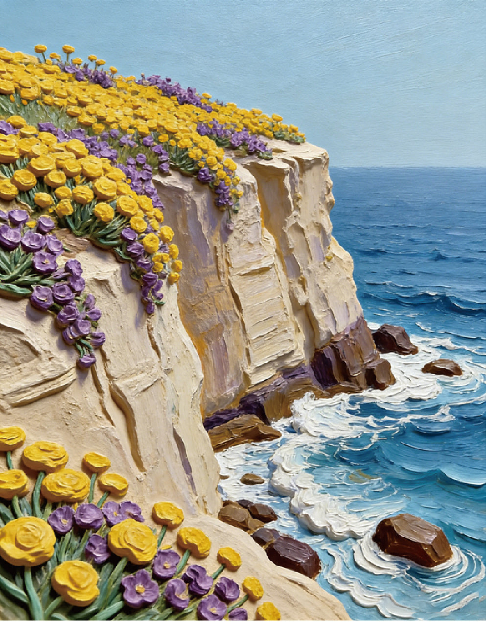 Byron 3D Relief Painting Set Sea Cliff