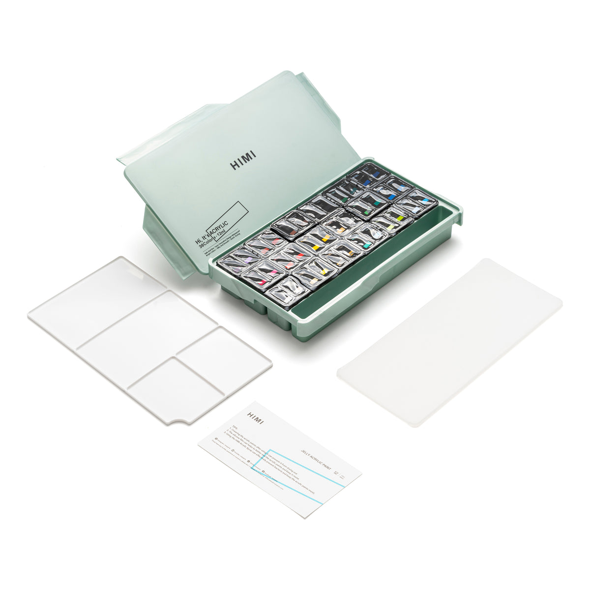 HIMI Twin Cup Jelly Acrylic Paint Set 36 Colours (Green Metallic Case)