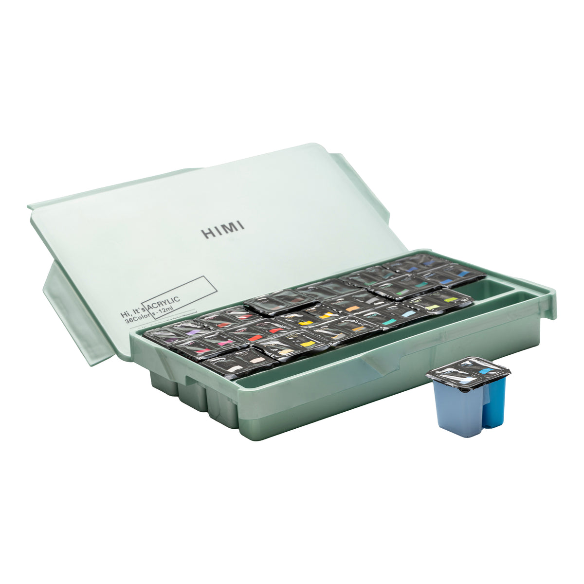 HIMI Twin Cup Jelly Acrylic Paint Set 36 Colours (Green Metallic Case)