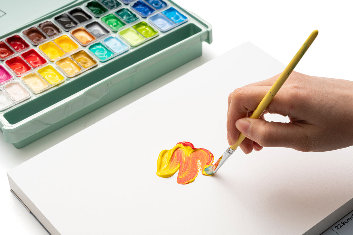 HIMI Twin Cup Jelly Acrylic Paint Set 36 Colours (Green Metallic Case)