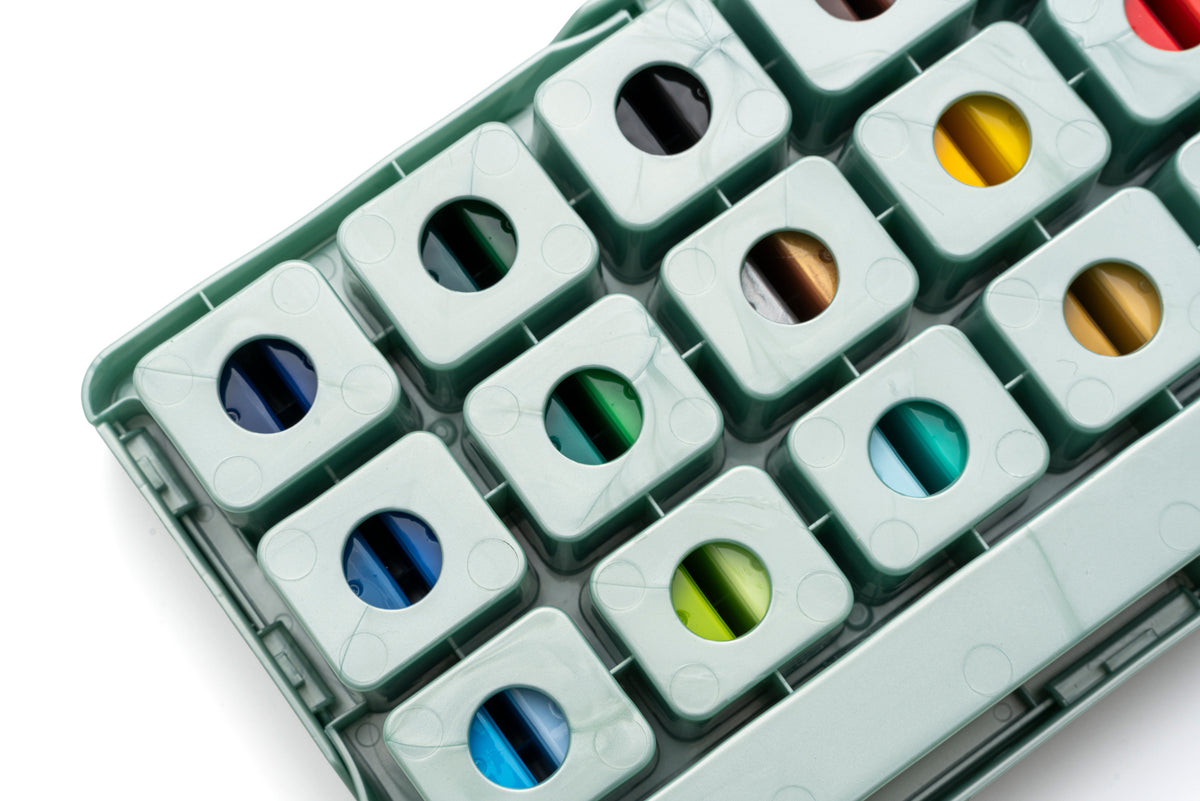 HIMI Twin Cup Jelly Acrylic Paint Set 36 Colours (Green Metallic Case)