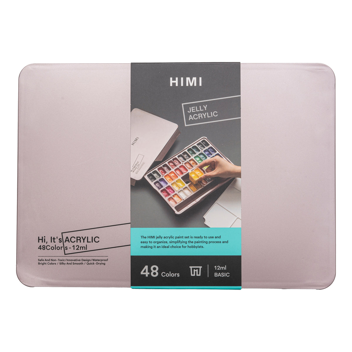 HIMI Twin Cup Jelly Acrylic Paint Set 48 Colours (Pink Metallic Case)