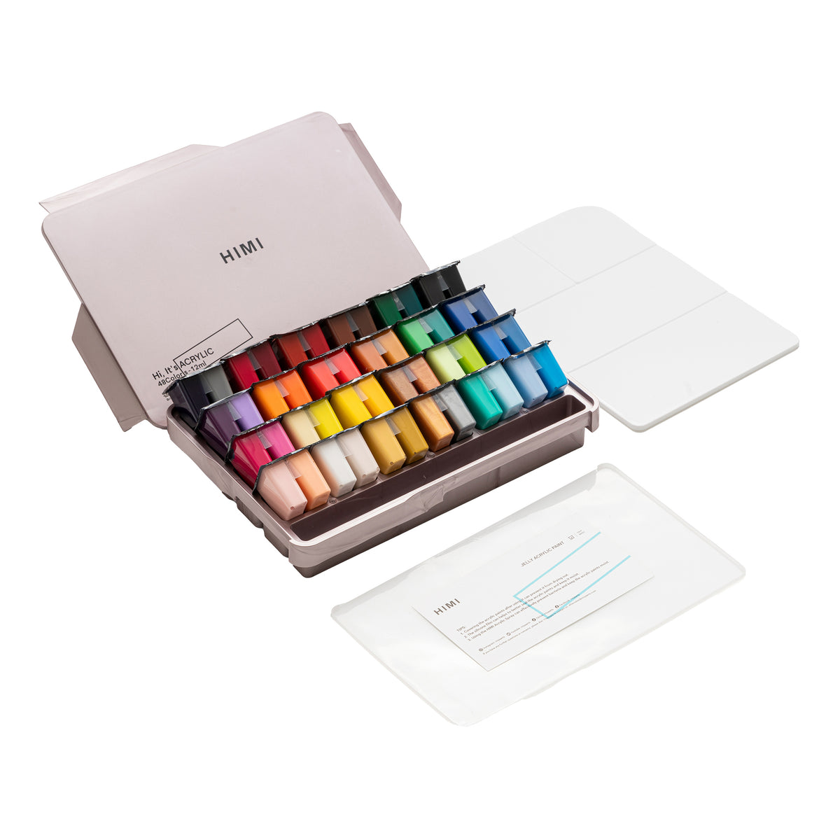 HIMI Twin Cup Jelly Acrylic Paint Set 48 Colours (Pink Metallic Case)