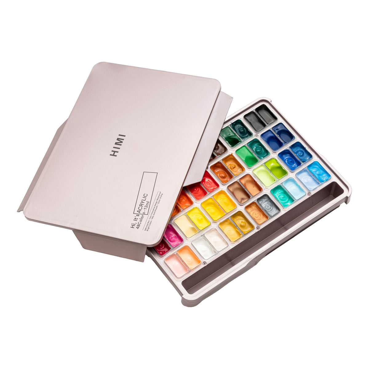HIMI Twin Cup Jelly Acrylic Paint Set 48 Colours (Pink Metallic Case)
