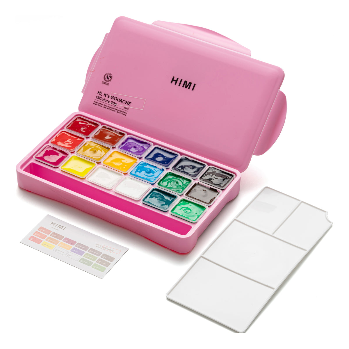 HIMI Jelly Cup Gouache Paint Set 18 Colours (Pink Case)
