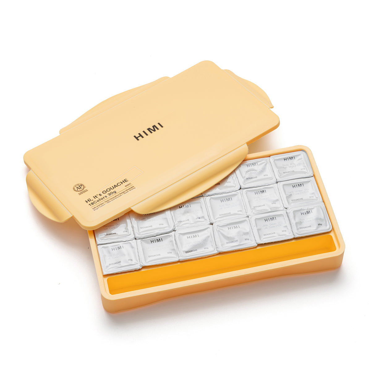 HIMI Jelly Cup Gouache Paint Set 18 Colours (Yellow Case)