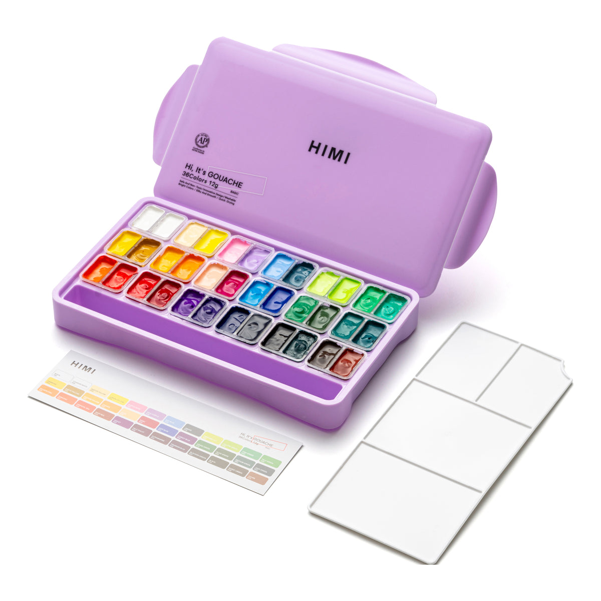 HIMI Twin Cup Gouache Paint Set 36 Colours (Purple Case)