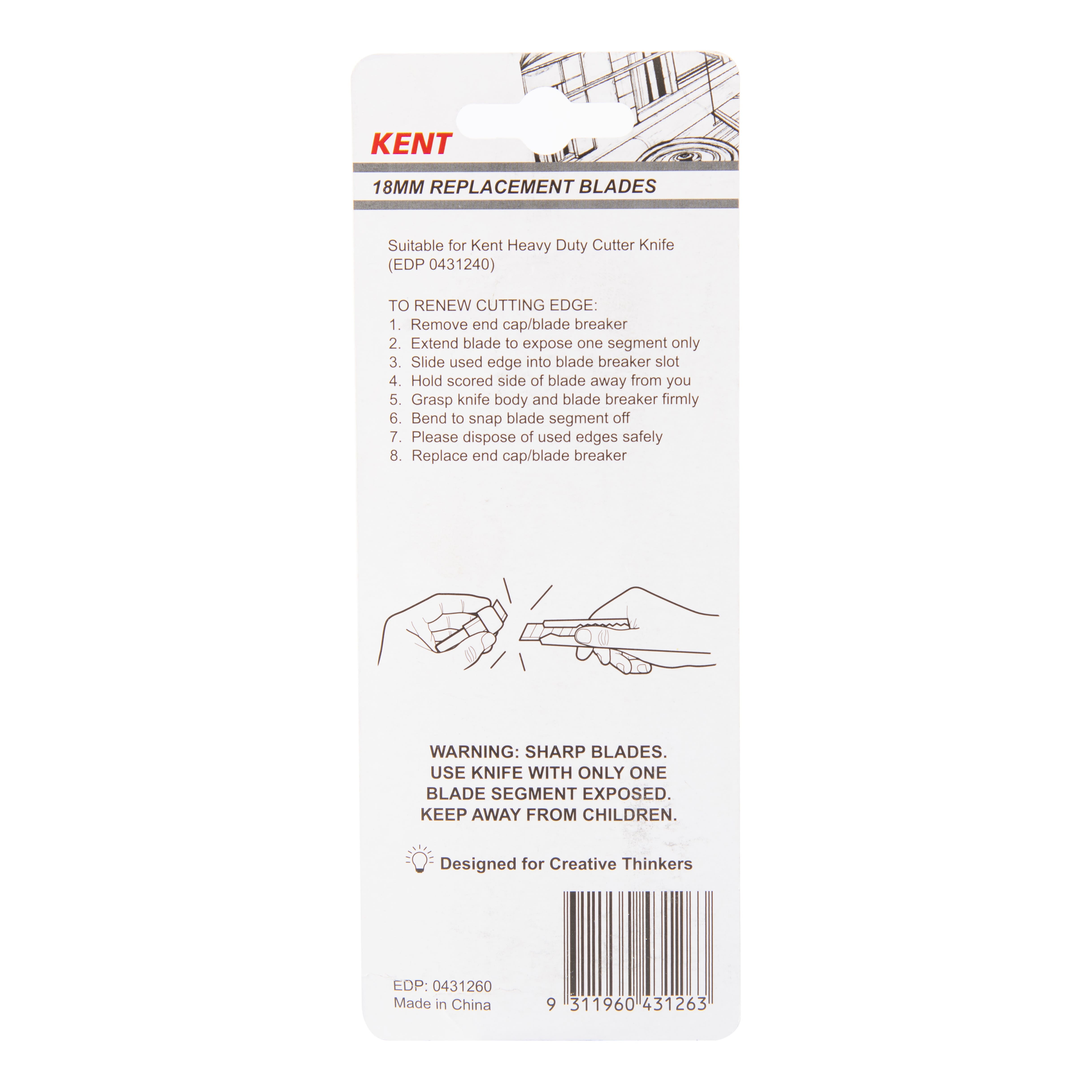 Kent Cutter Knife 18mm Replacement Blade Pack