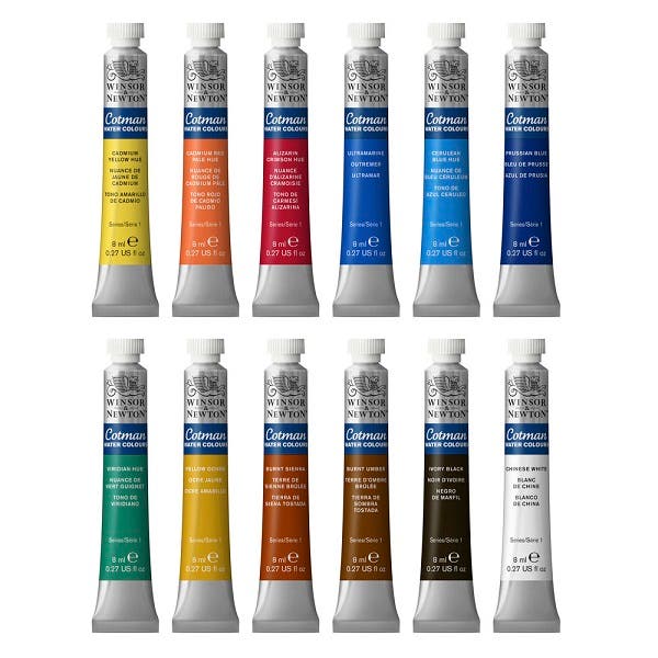 Winsor & Newton Cotman Watercolour 12x8ml Tube Set